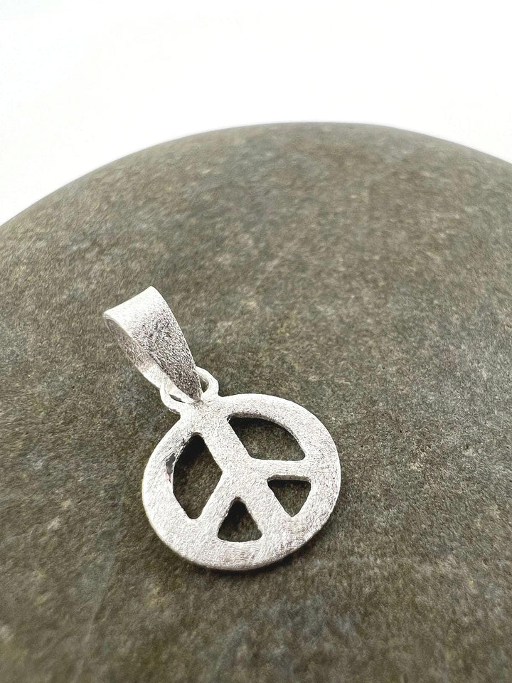Matte Peace Symbol Pendant — 925 Silver