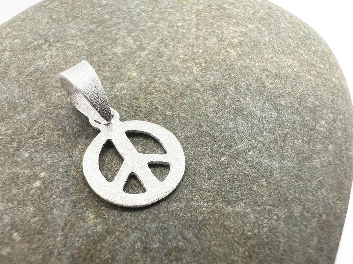 Matte Peace Symbol Pendant — 925 Silver