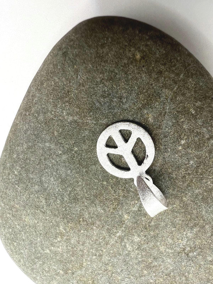 Matte Peace Symbol Pendant — 925 Silver