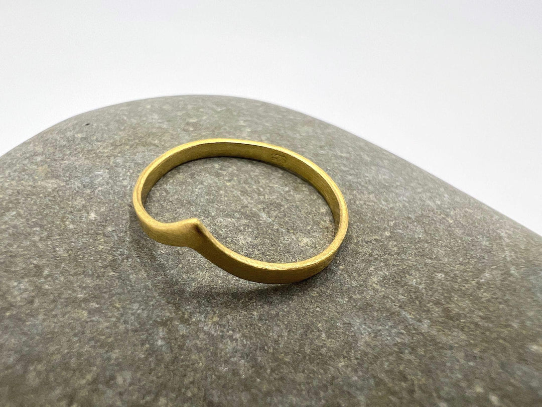 Matte Gold Plated Ring with Minimalist V