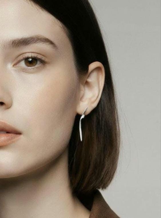 Matte Long Twist Stud Earrings — 925 Silver