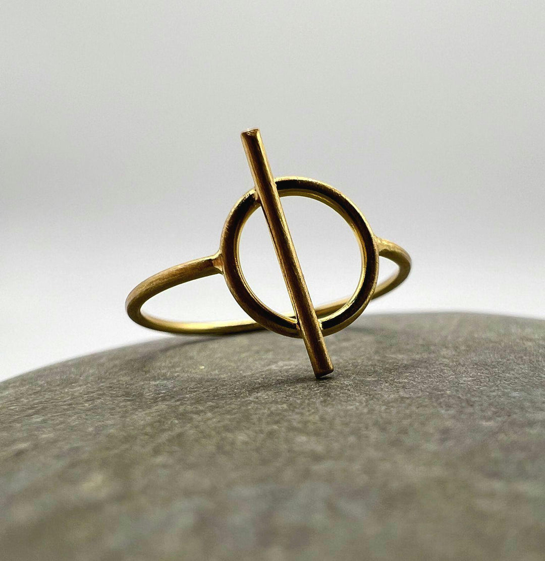 Minimalist Circle Bar Ring 18k Gold Plated