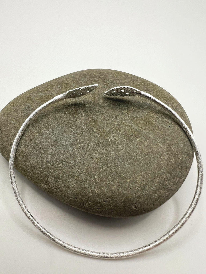 Matte 925 Silver Bracelet with Leaf