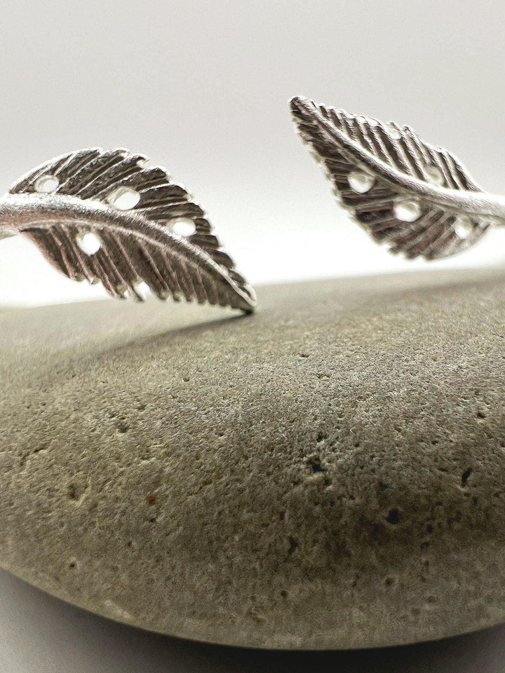 Matte 925 Silver Bracelet with Leaf