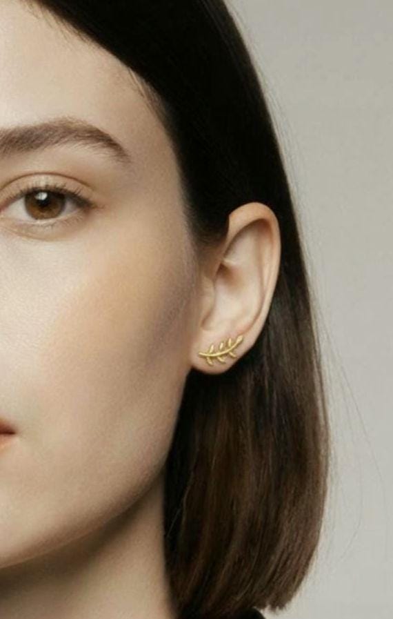 Matte Gold Branch Stud Earrings — 18k Gold Plated
