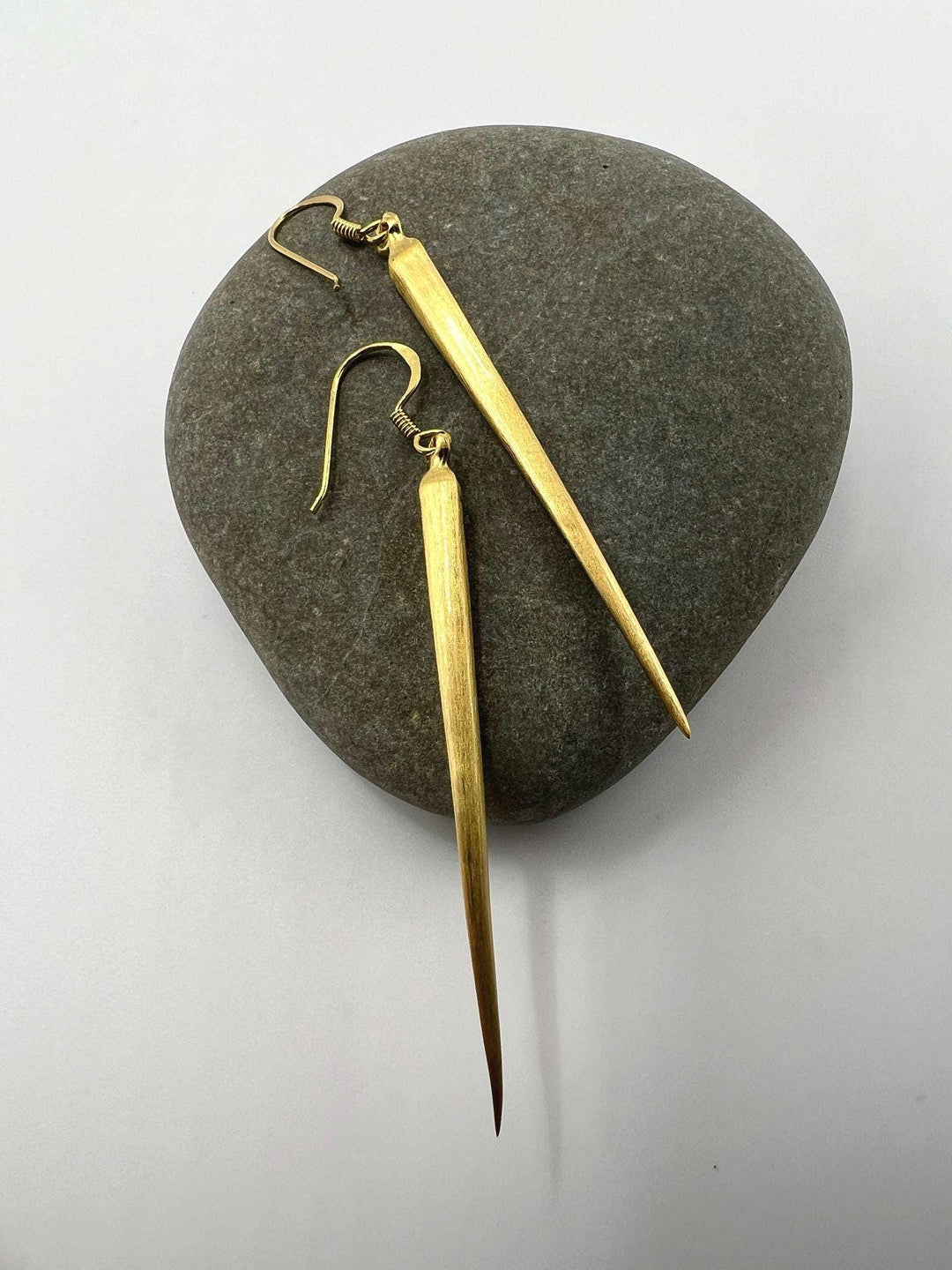 Matte Long Gold Stick Dangle Earrings — 18k Gold Plated