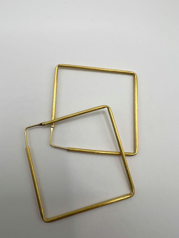 Matte Square Hoop Earrings – 18k Gold Plated 925 Silver