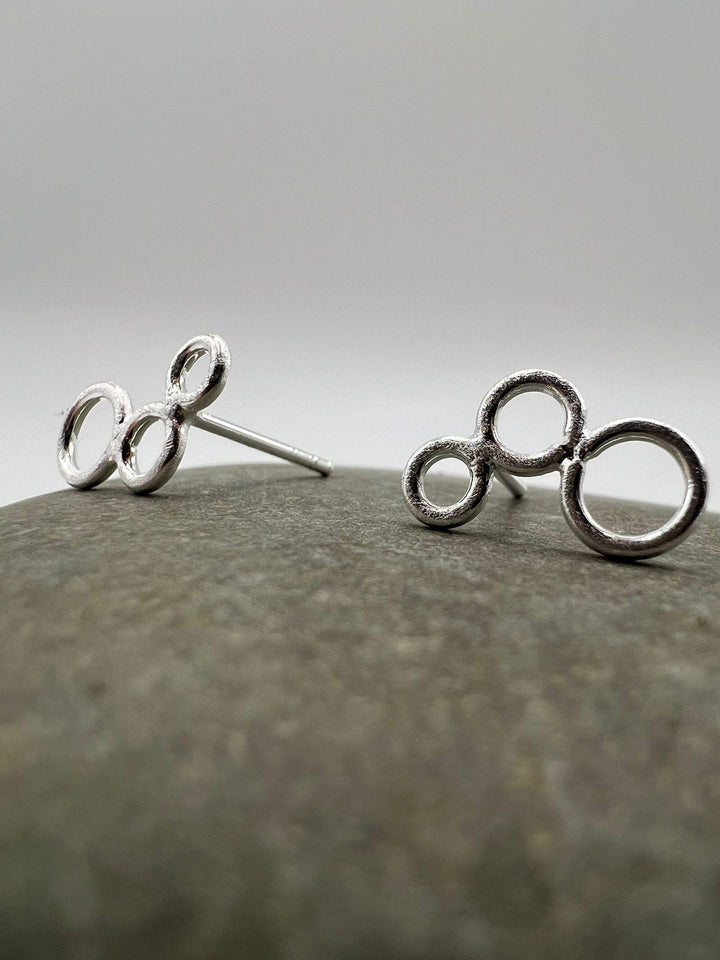 Matte Minimalist Multi-Circle Stud Earrings — 925 Silver