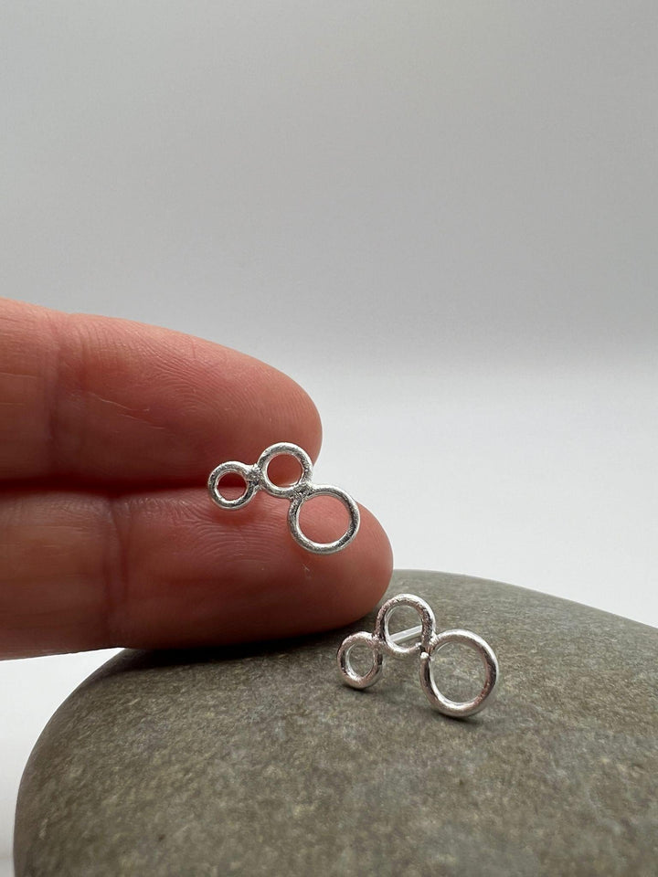 Matte Minimalist Multi-Circle Stud Earrings — 925 Silver