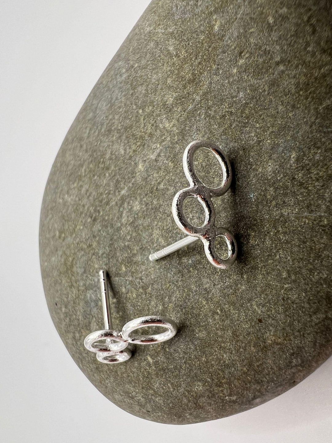 Matte Minimalist Multi-Circle Stud Earrings — 925 Silver