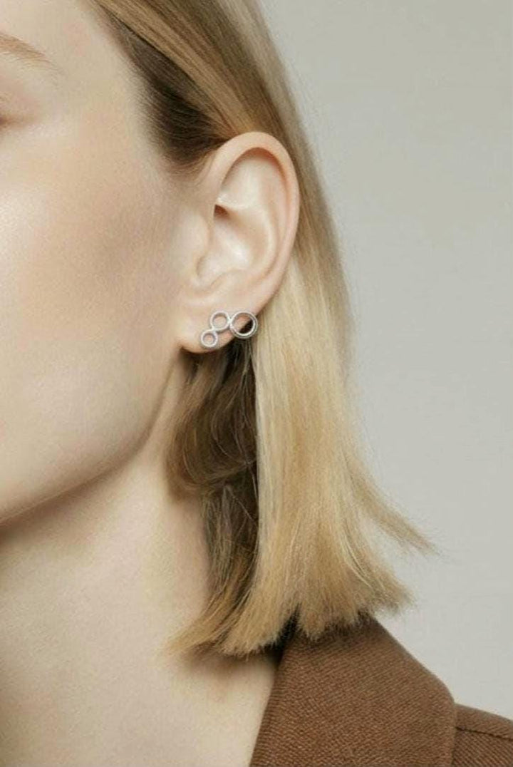 Matte Minimalist Multi-Circle Stud Earrings — 925 Silver