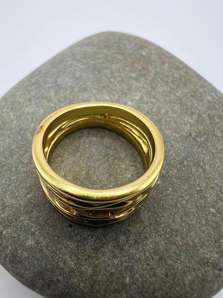 Matte Gold Plated Ring with Wrinkled Texture