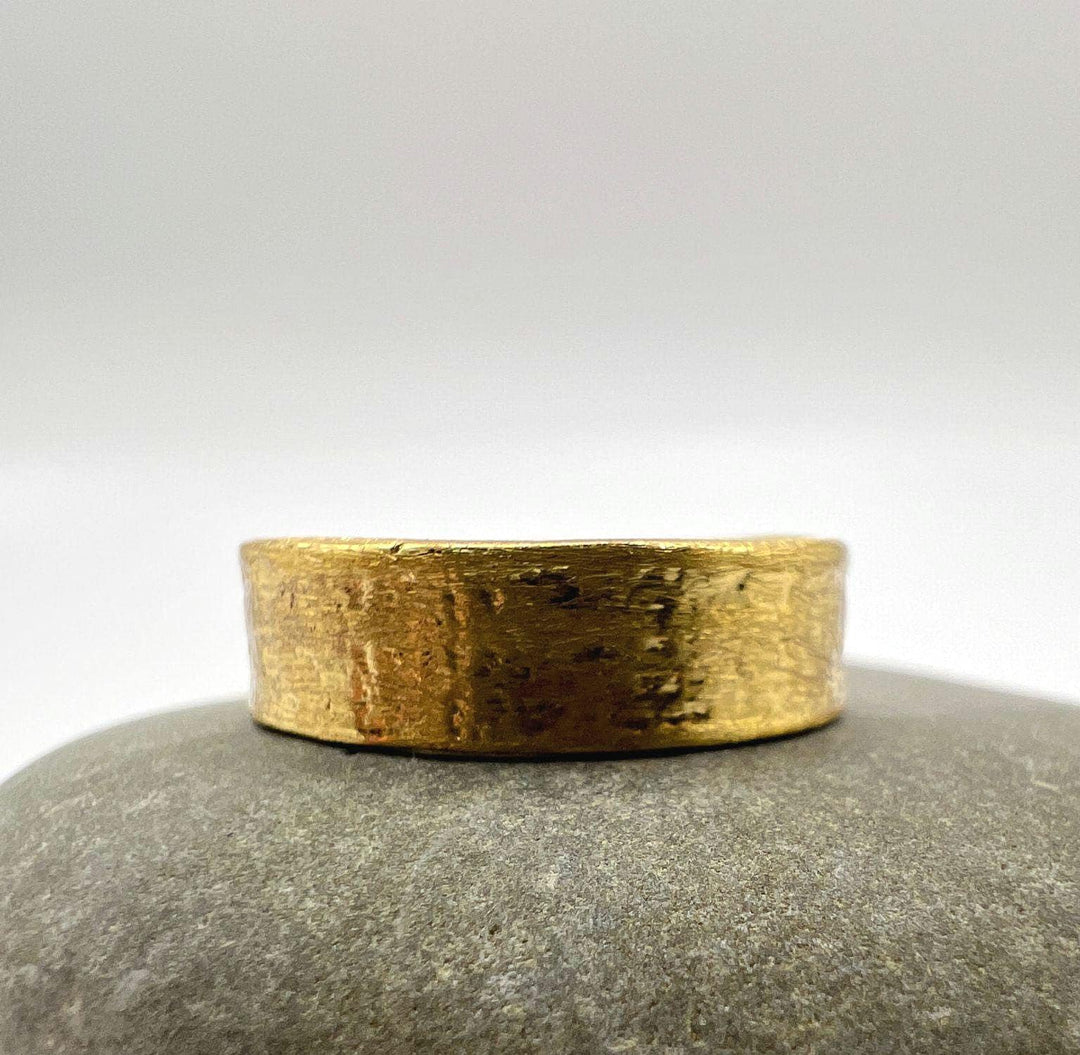 Wide Hammered 18k Gold Plated Unisex Statement Ring