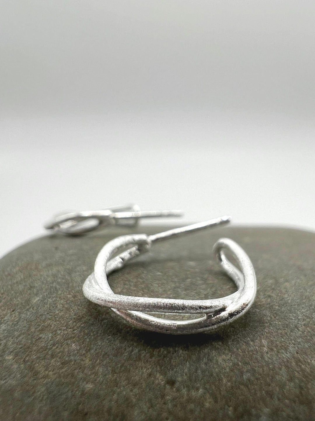 Matte Twisted Stud Earrings — 925 Silver
