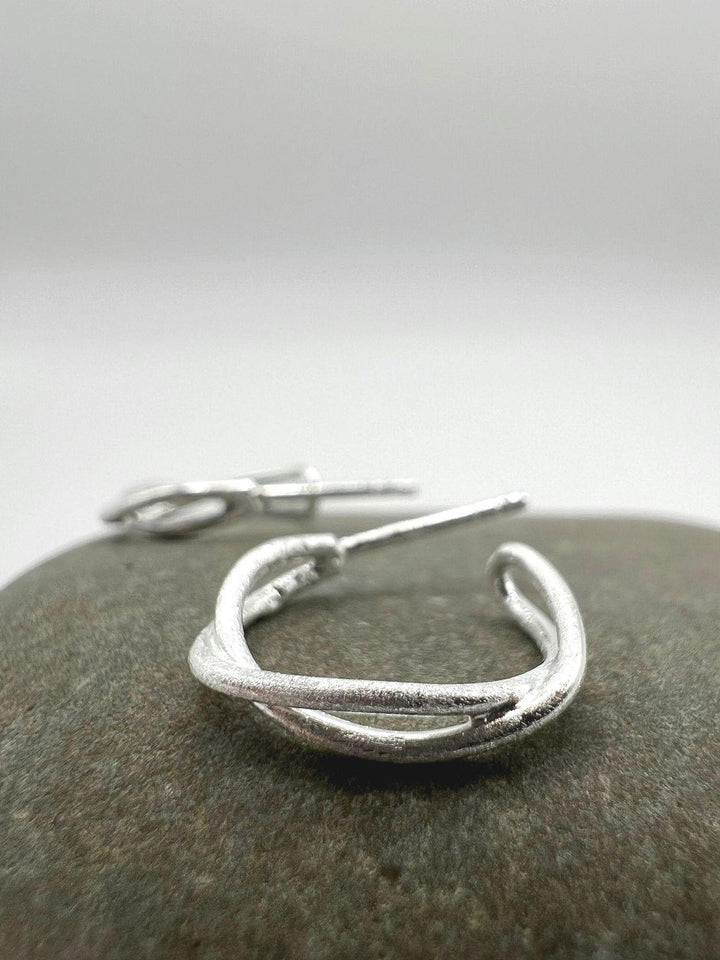 Matte Twisted Stud Earrings — 925 Silver