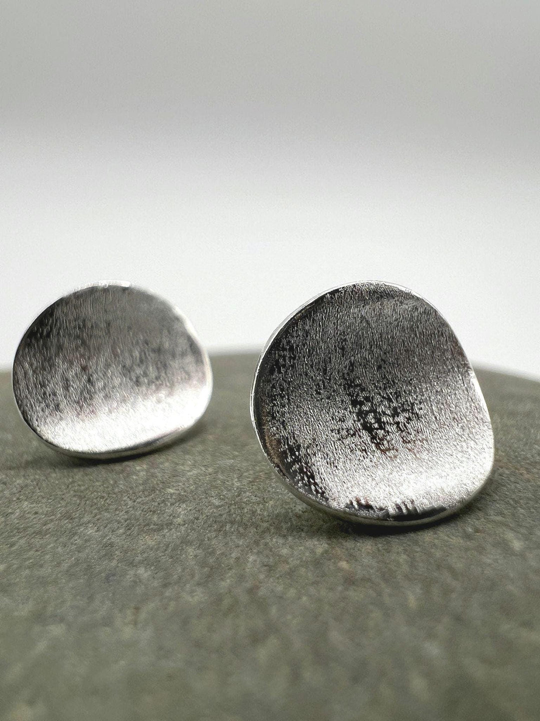 Matte Minimalist Oval Stud Earrings — 925 Silver