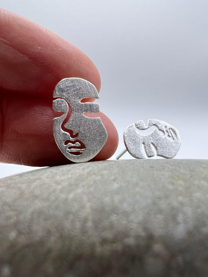 Matte Face Stud Earrings — 925 Silver
