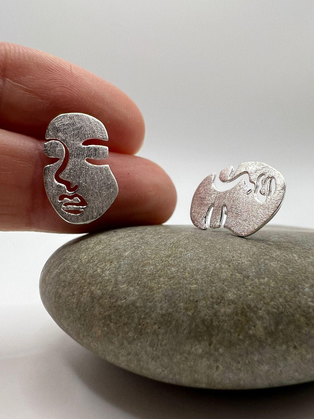 Matte Face Stud Earrings — 925 Silver