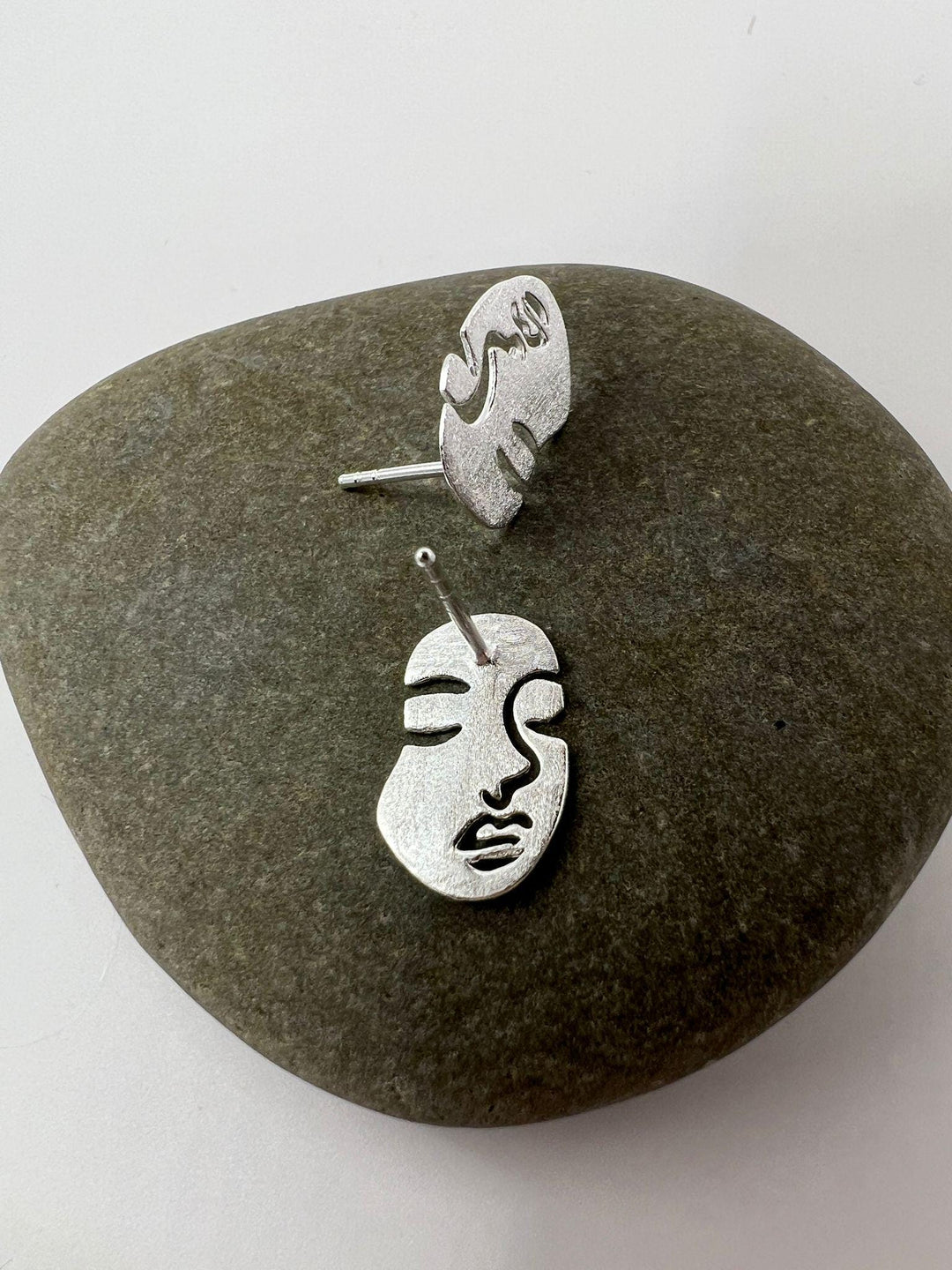 Matte Face Stud Earrings — 925 Silver