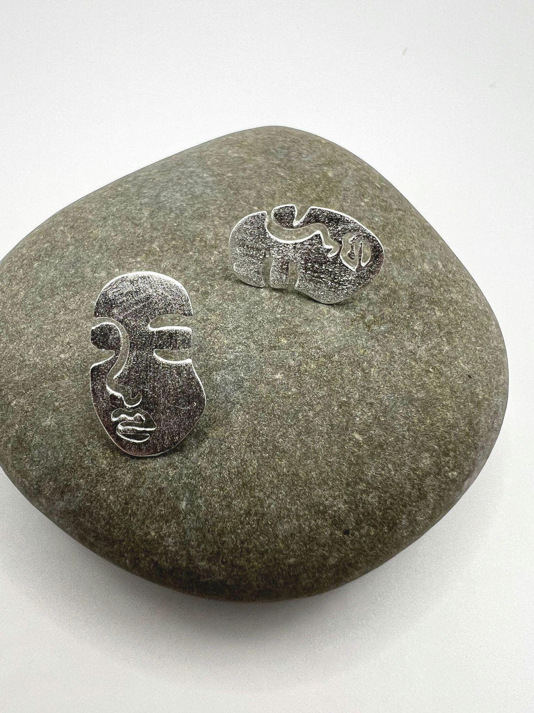 Matte Face Stud Earrings — 925 Silver