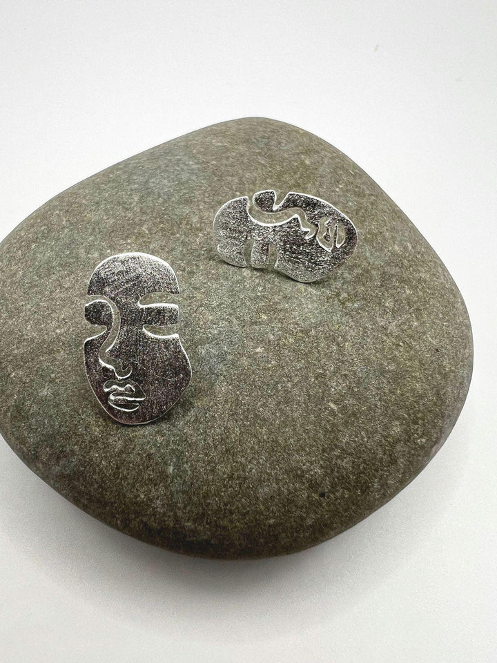 Matte Face Stud Earrings — 925 Silver