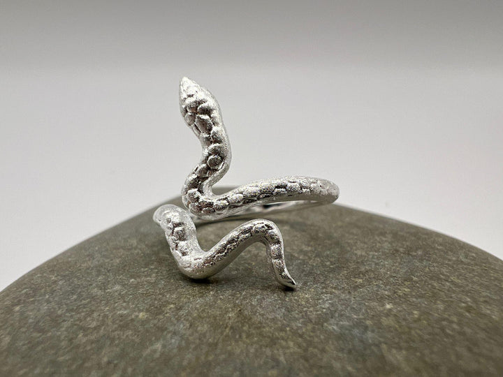 Matte Adjustable Snake Ring — 925 Silver