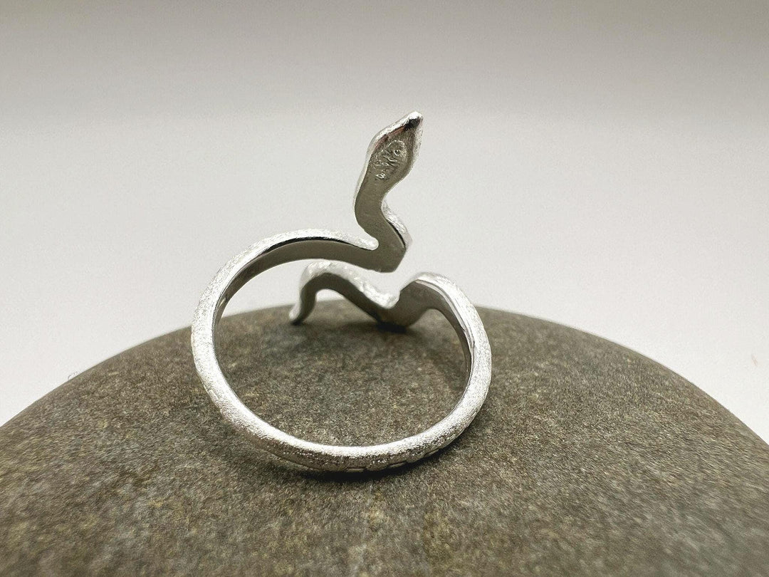 Matte Adjustable Snake Ring — 925 Silver