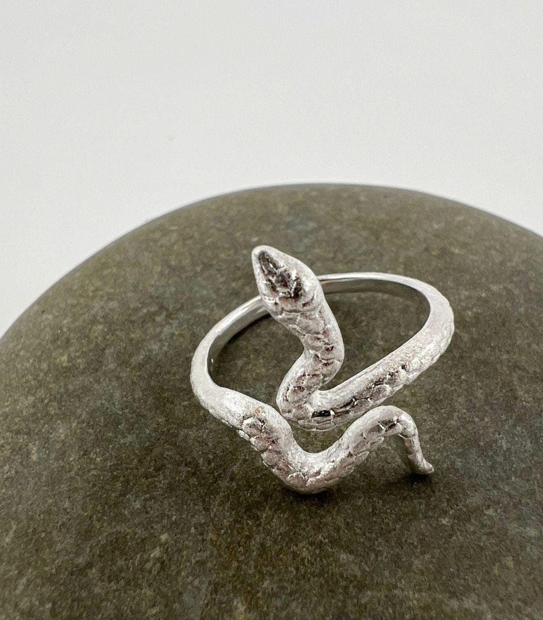 Matte Adjustable Snake Ring — 925 Silver