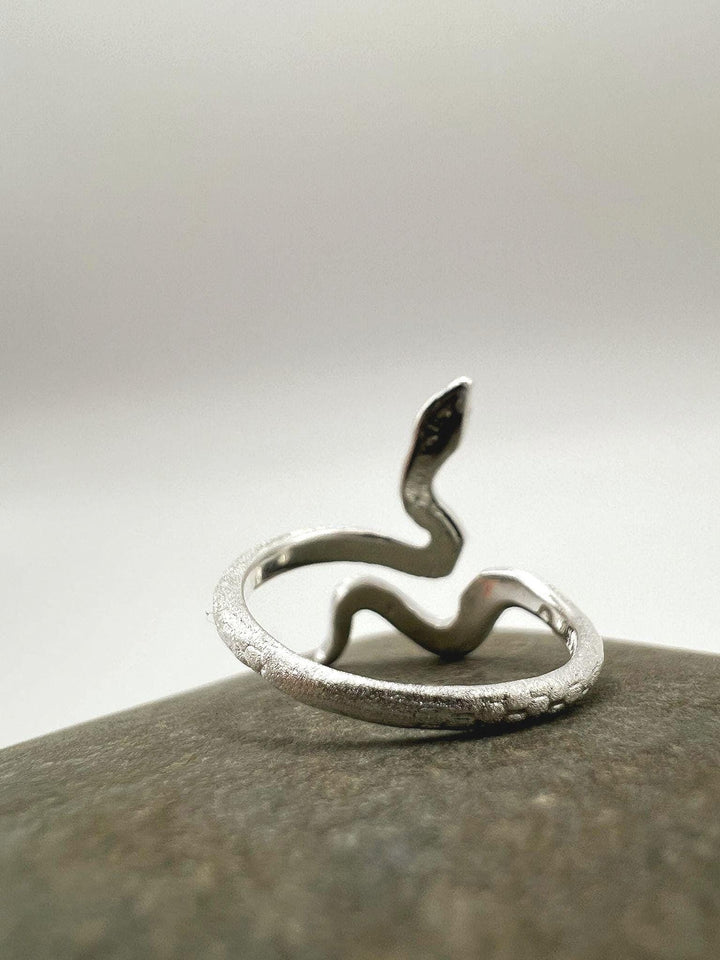 Matte Adjustable Snake Ring — 925 Silver