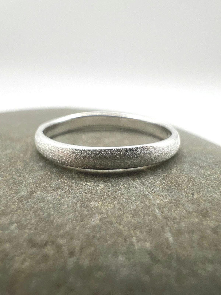Minimalist Matte Textured Band Ring - 925 Silver