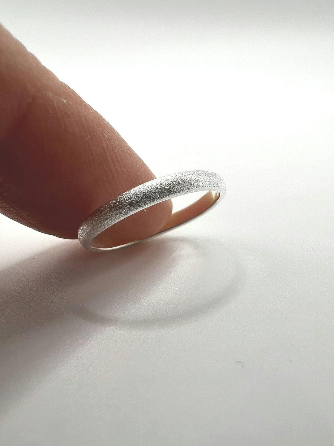 Minimalist Matte Textured Band Ring - 925 Silver
