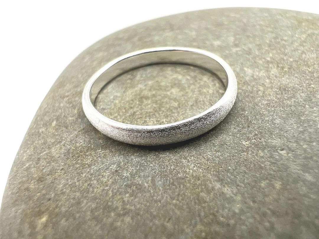 Minimalist Matte Textured Band Ring - 925 Silver