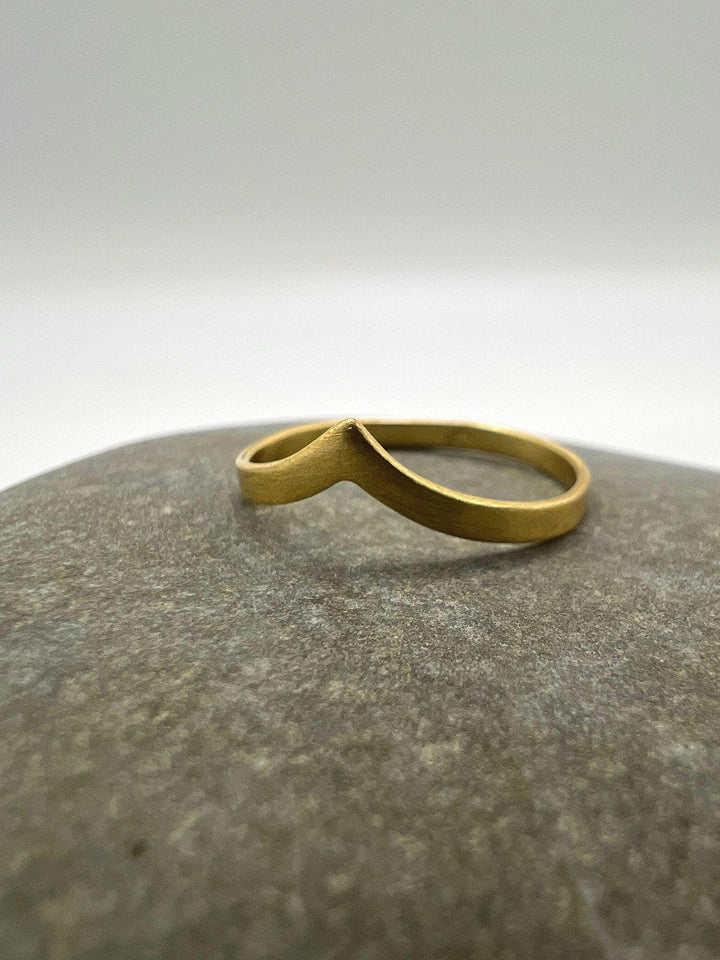 Matte Gold Plated Ring with Minimalist V