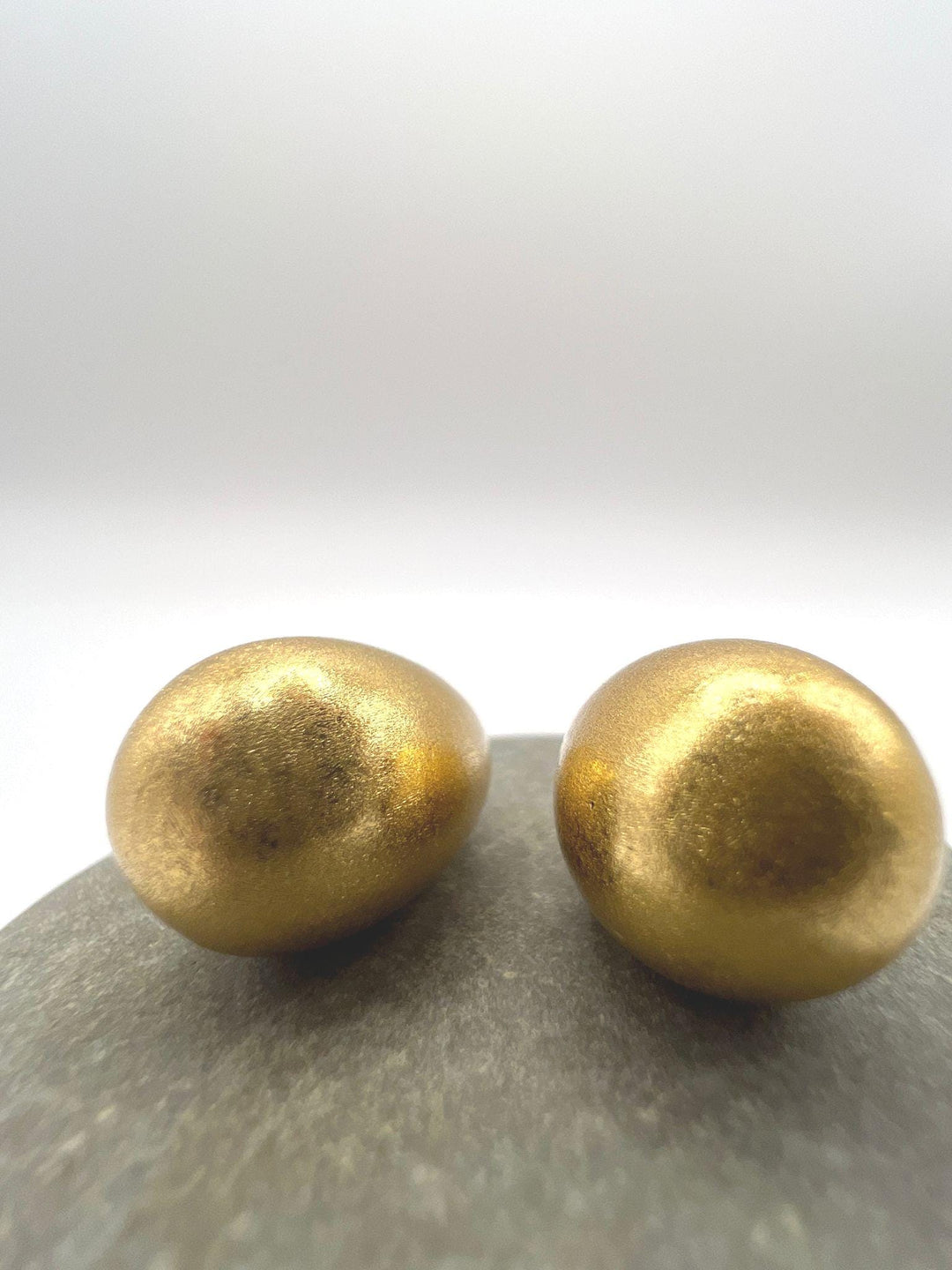 Large Matte Gold Teardrop Stud Earrings — 18k Gold Plated