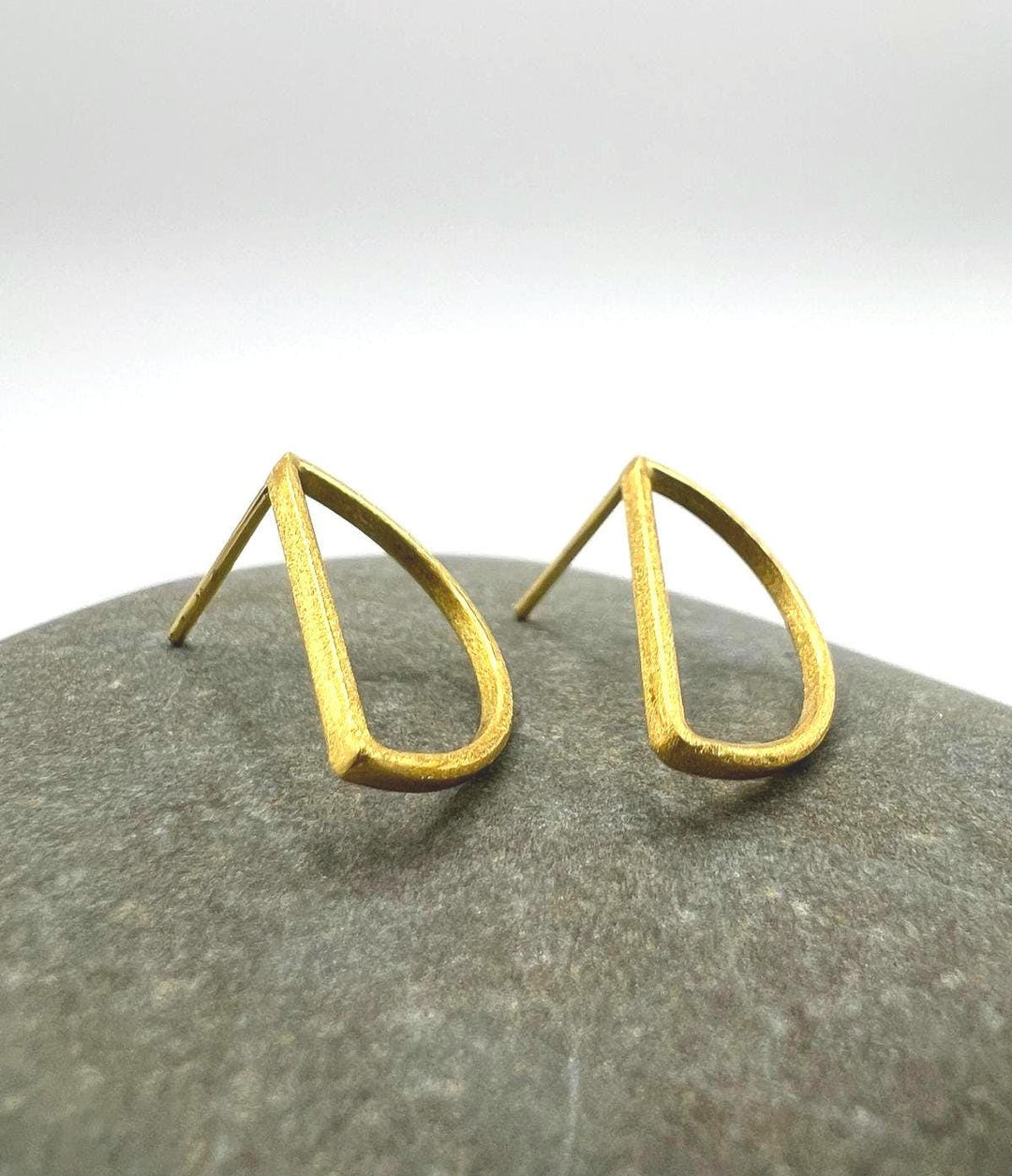 Matte Gold Semicircle Stud Earrings — 18k Gold Plated