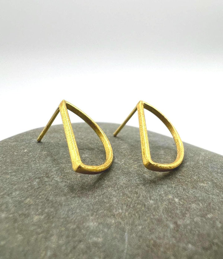 Matte Gold Semicircle Stud Earrings — 18k Gold Plated