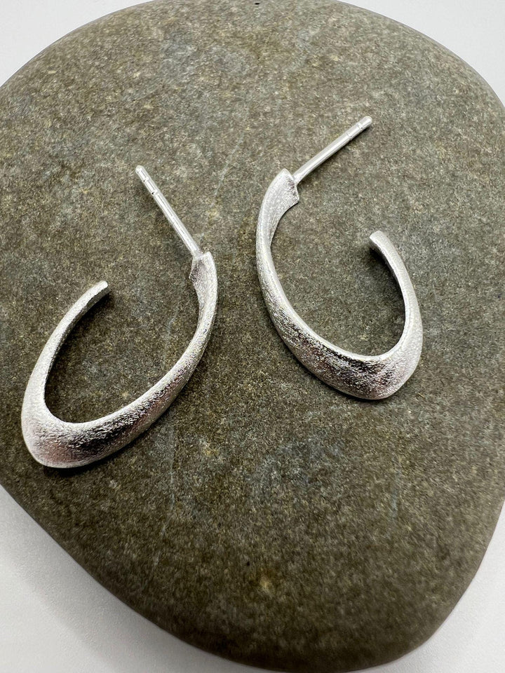 Matte Sculptural Stud Earrings – 925 Silver
