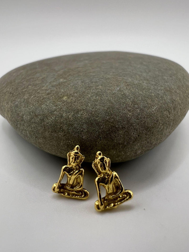 Small Buddha Stud Earrings — 18k Gold Plated