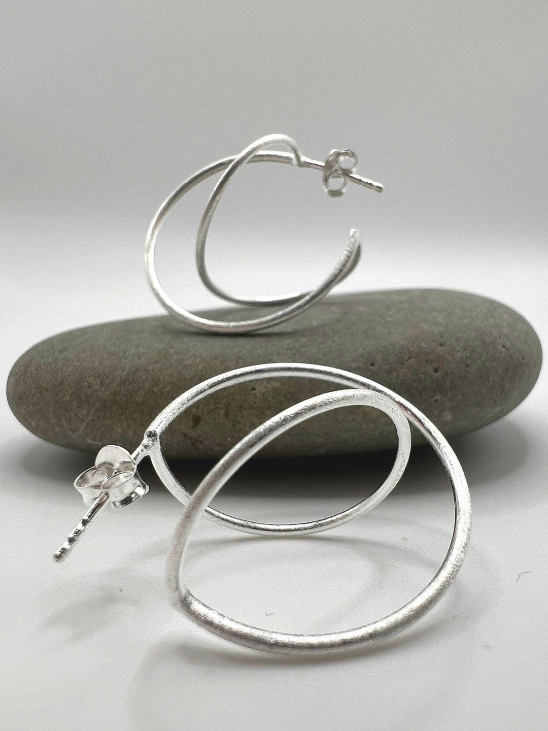 Matte 3D Spiral Hoops — 925 Silver