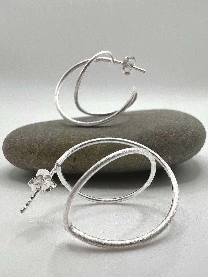 Matte 3D Spiral Hoops — 925 Silver