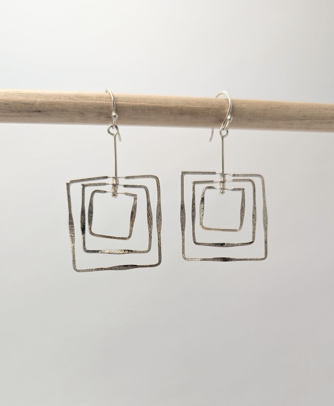 Triple Square Motion Earrings — 925 Silver