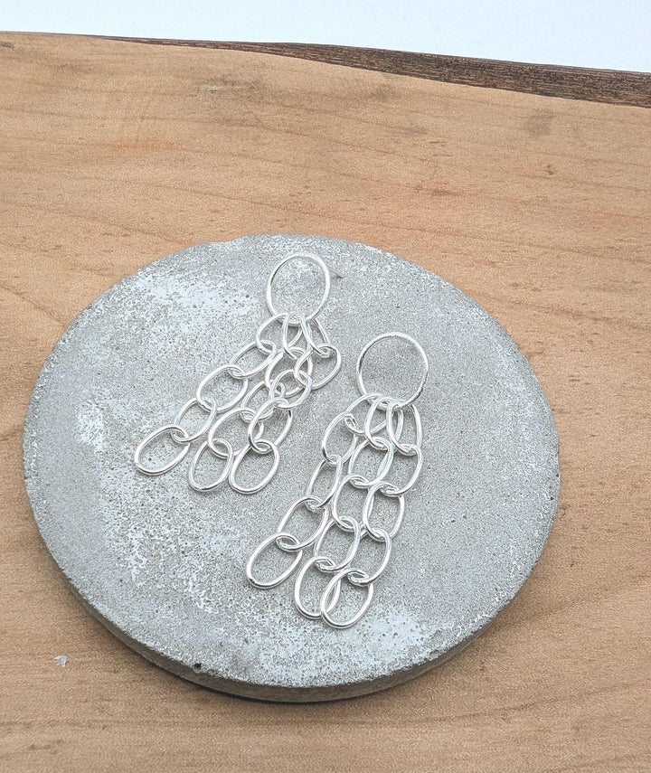 Matte Multi-Chain Dangle Earrings — 925 Silver