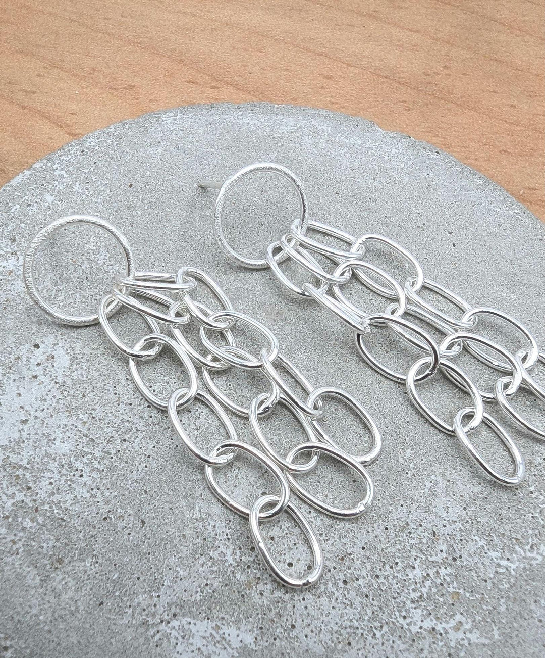 Matte Multi-Chain Dangle Earrings — 925 Silver