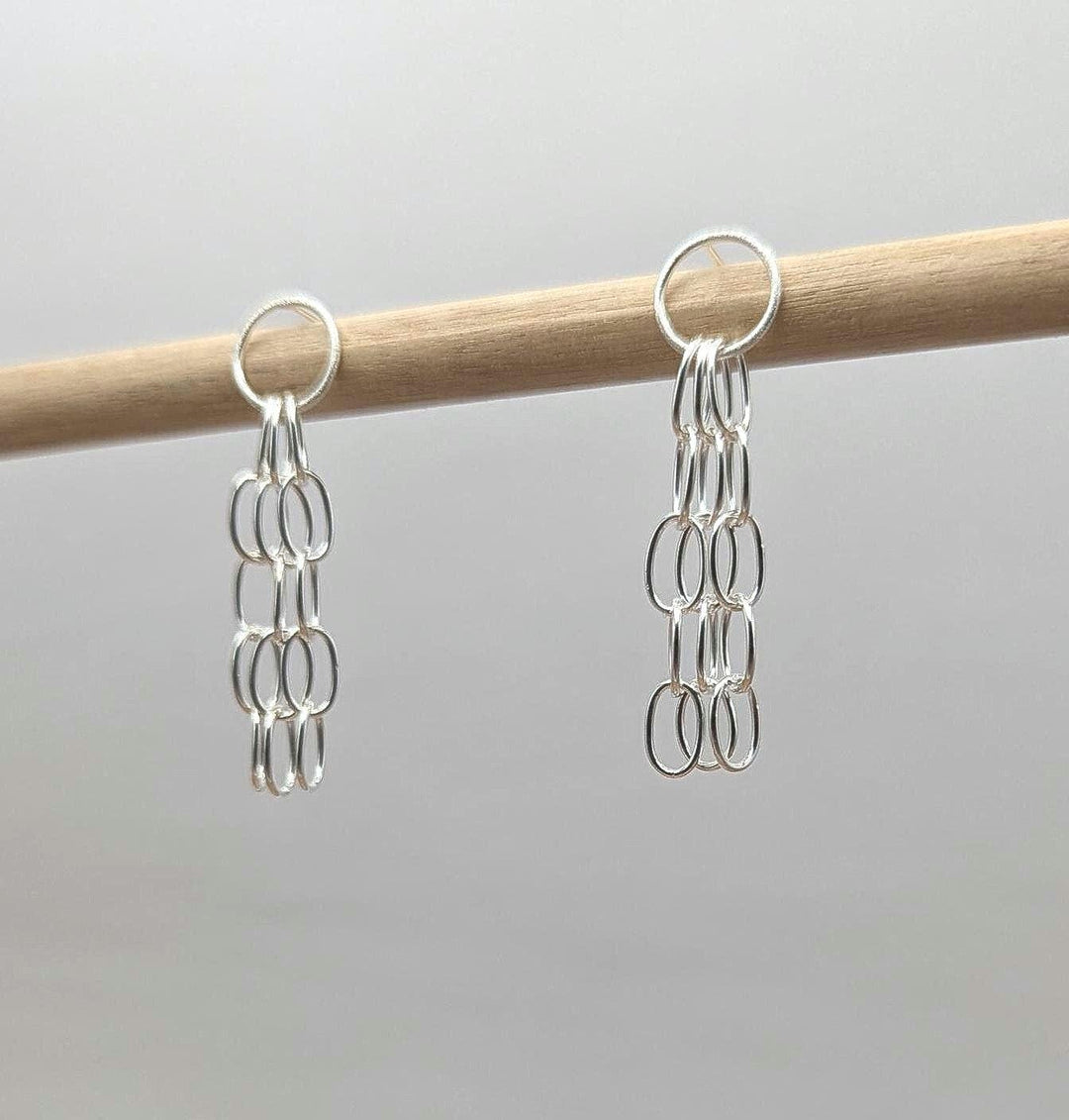 Matte Multi-Chain Dangle Earrings — 925 Silver