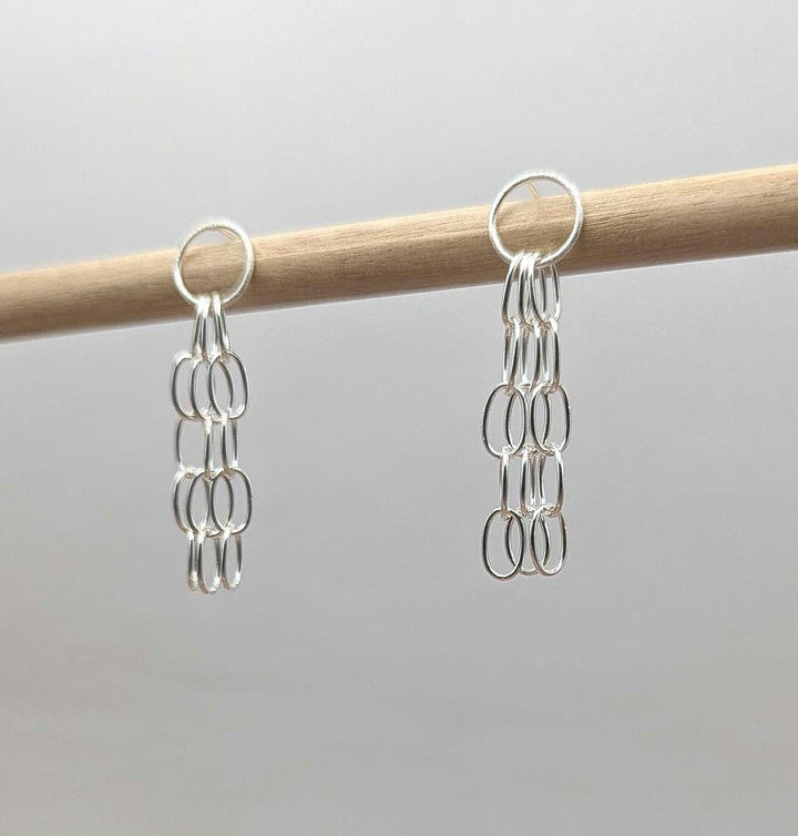 Matte Multi-Chain Dangle Earrings — 925 Silver