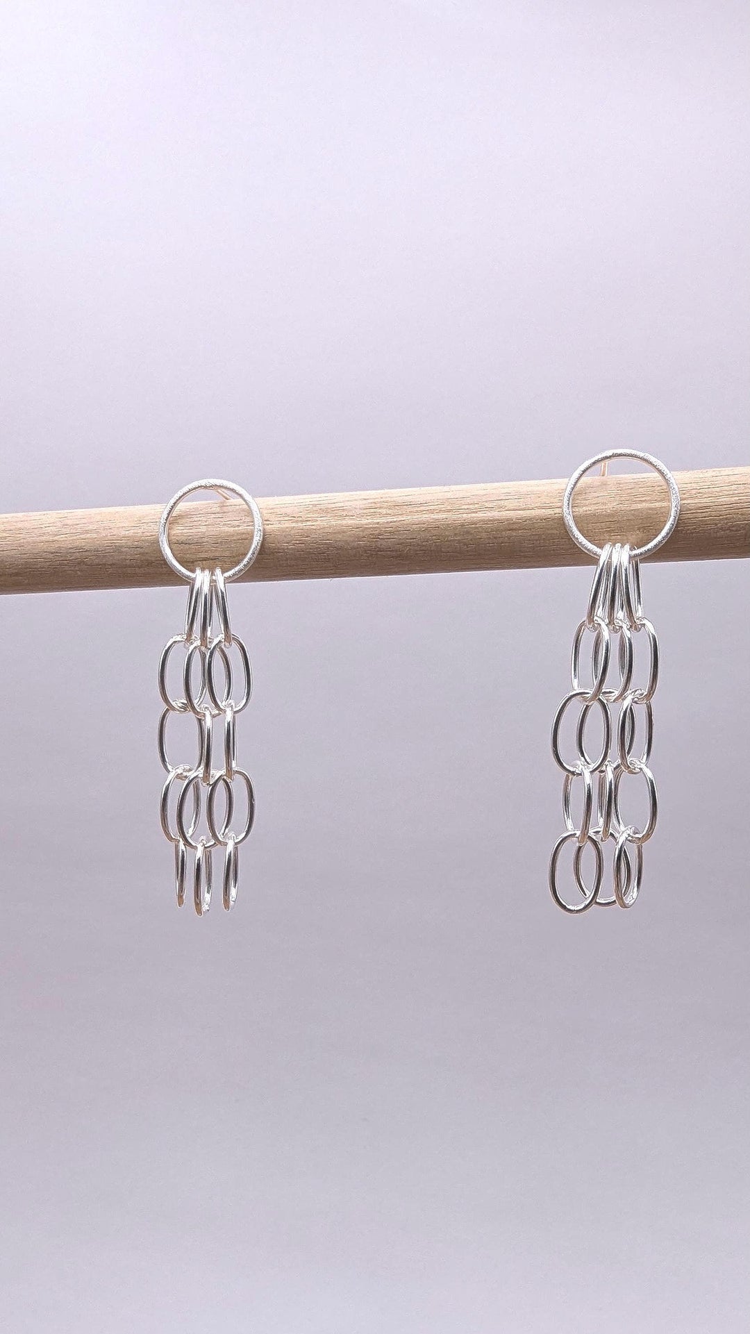 Matte Multi-Chain Dangle Earrings — 925 Silver