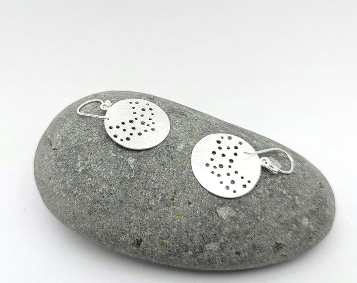 Matte Constellation Disc Dangle Earrings — 925 Silver