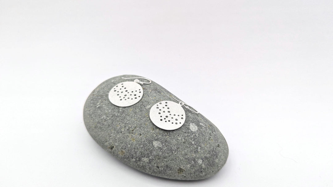 Matte Constellation Disc Dangle Earrings — 925 Silver