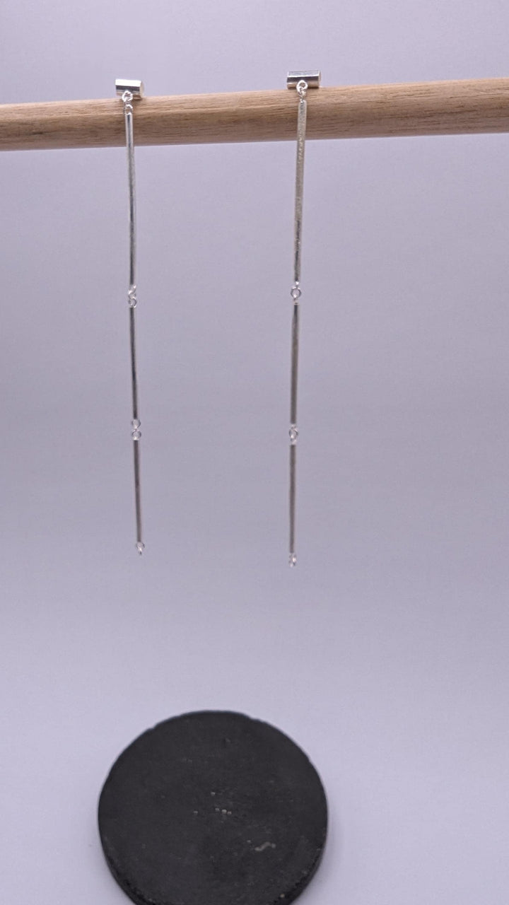 Matte Convertible Geometric Earrings — 925 Silver