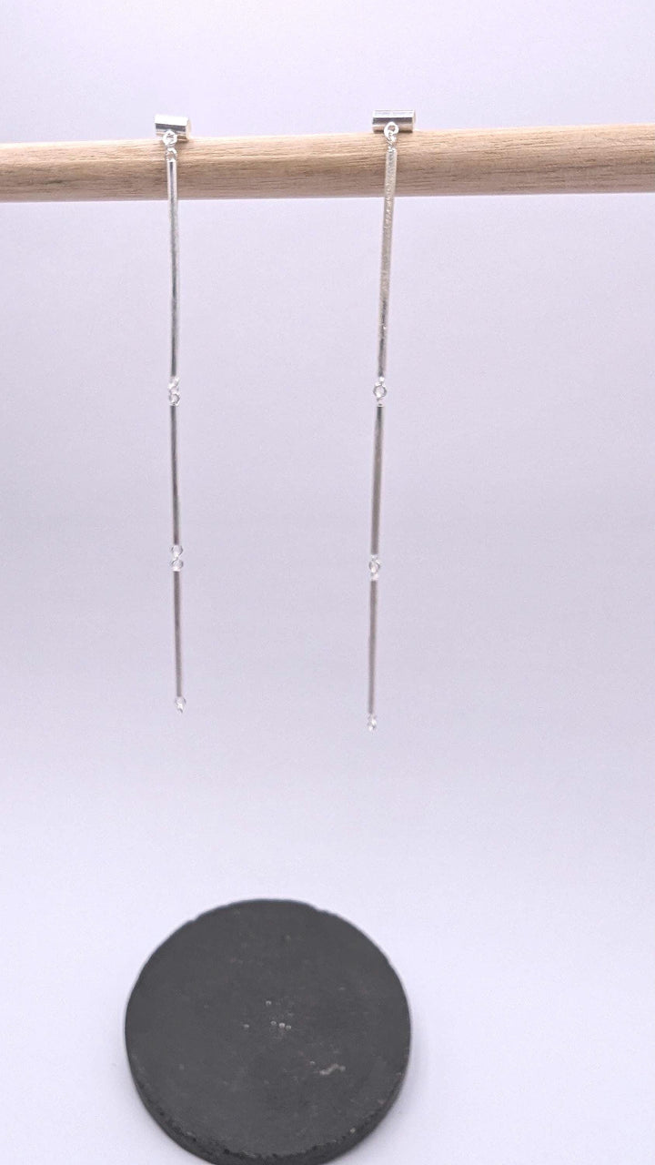 Matte Convertible Geometric Earrings — 925 Silver